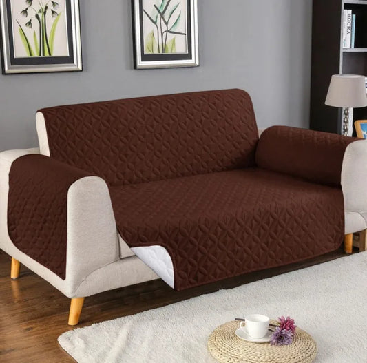 100% Cotton Quilted Sofa Covers - Brown