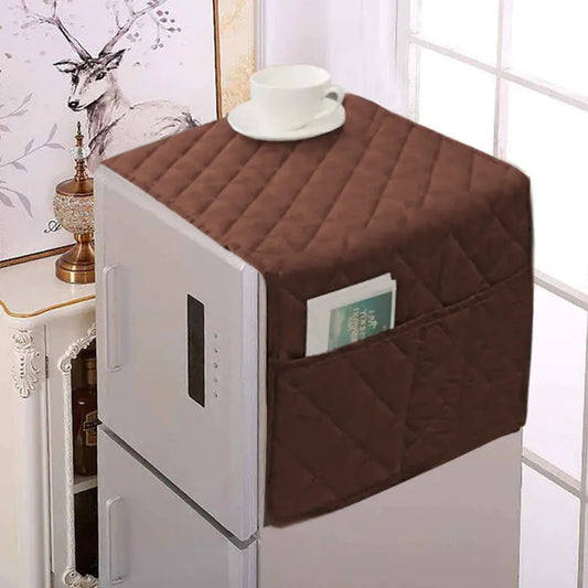 Ultrasonic Quilted Refrigerator Cover With Pockets - Brown