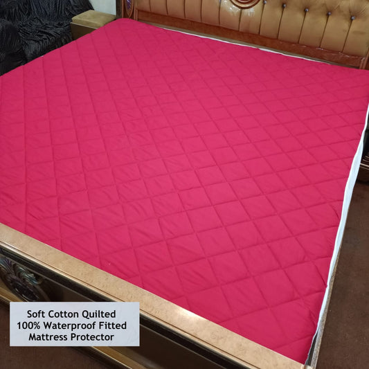 Quilted waterproof matress cover - Pink