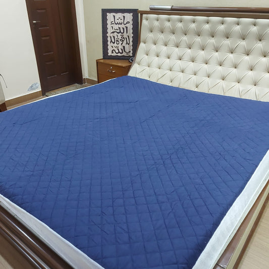 Quilted waterproof matress cover - Blue