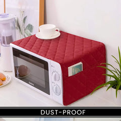 Quilted Microwave Oven Cover With Pockets - Maroon