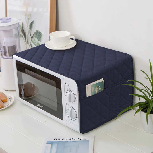 Quilted Microwave Oven Cover With Pockets - Navy