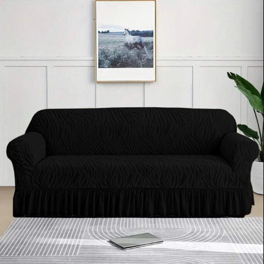 Zebra Velvet Turkish Sofa Cover – Black