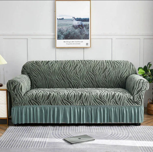 Zebra Velvet Turkish Sofa Cover – Green