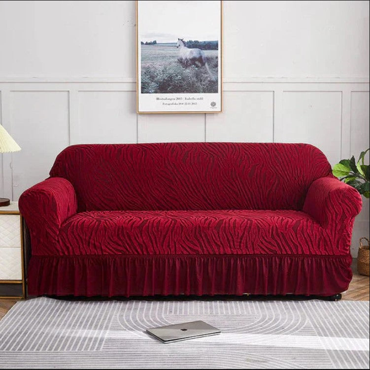 Zebra Velvet Turkish Sofa Cover – Maroon