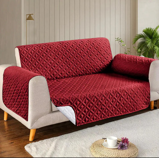 100% Cotton Quilted Sofa Covers - Maroon