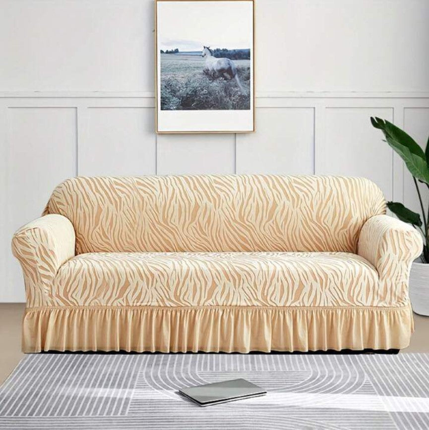 Zebra Velvet Turkish Sofa Cover – Light Skin